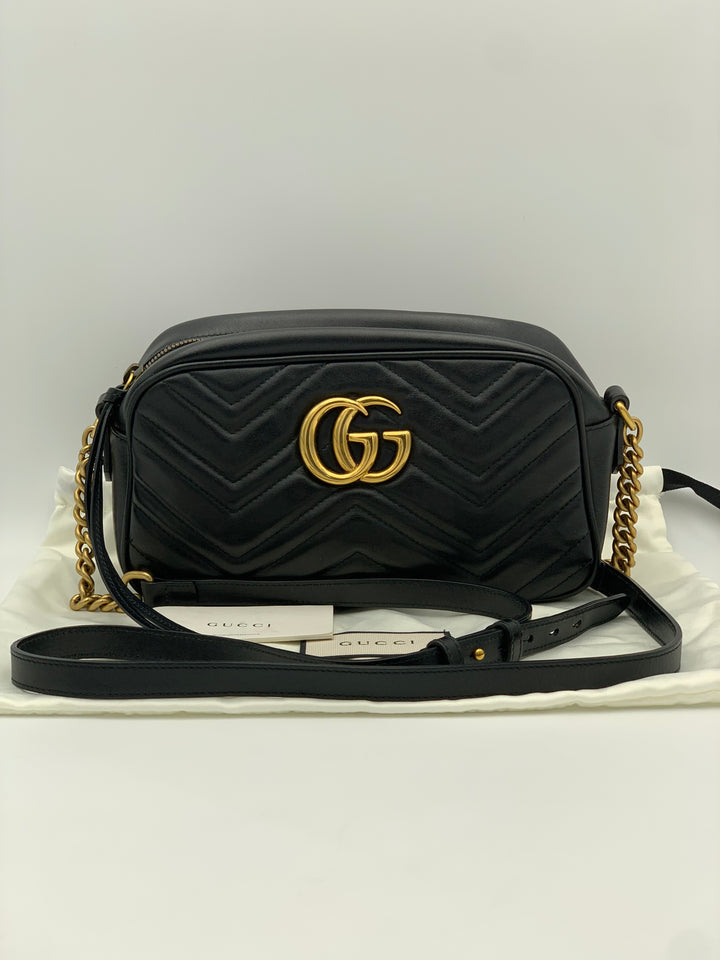 Gucci Black Marmont Matelasse Small Camera Bag