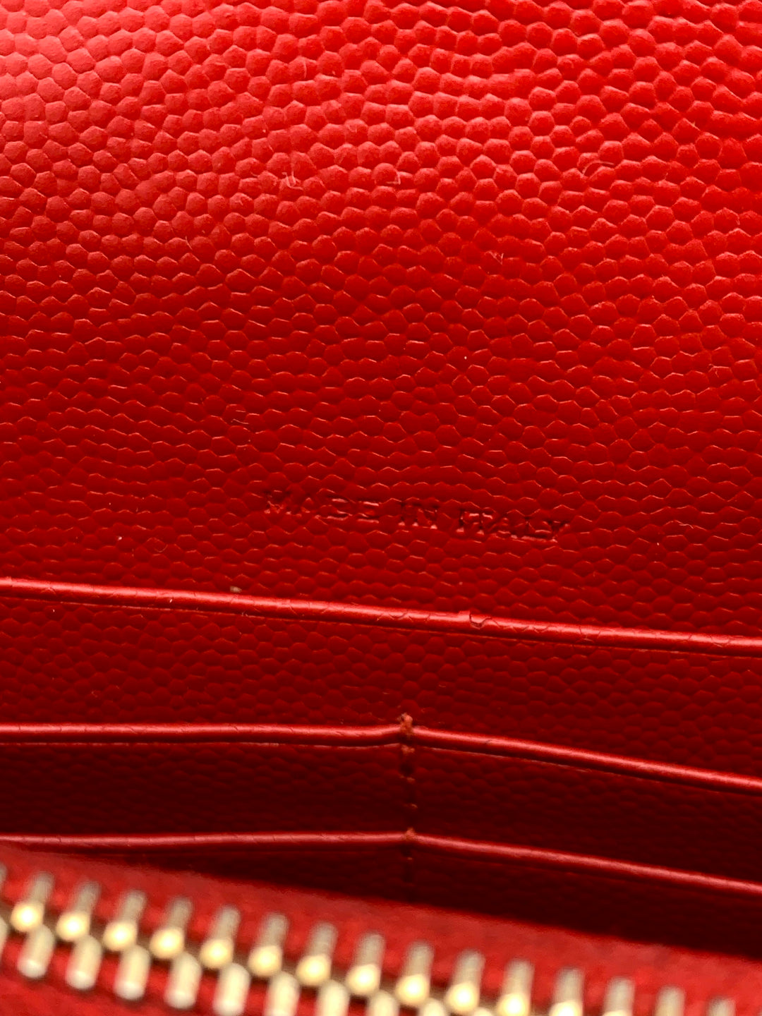 YSL Red Cassandre Envelope Chain Wallet Gold