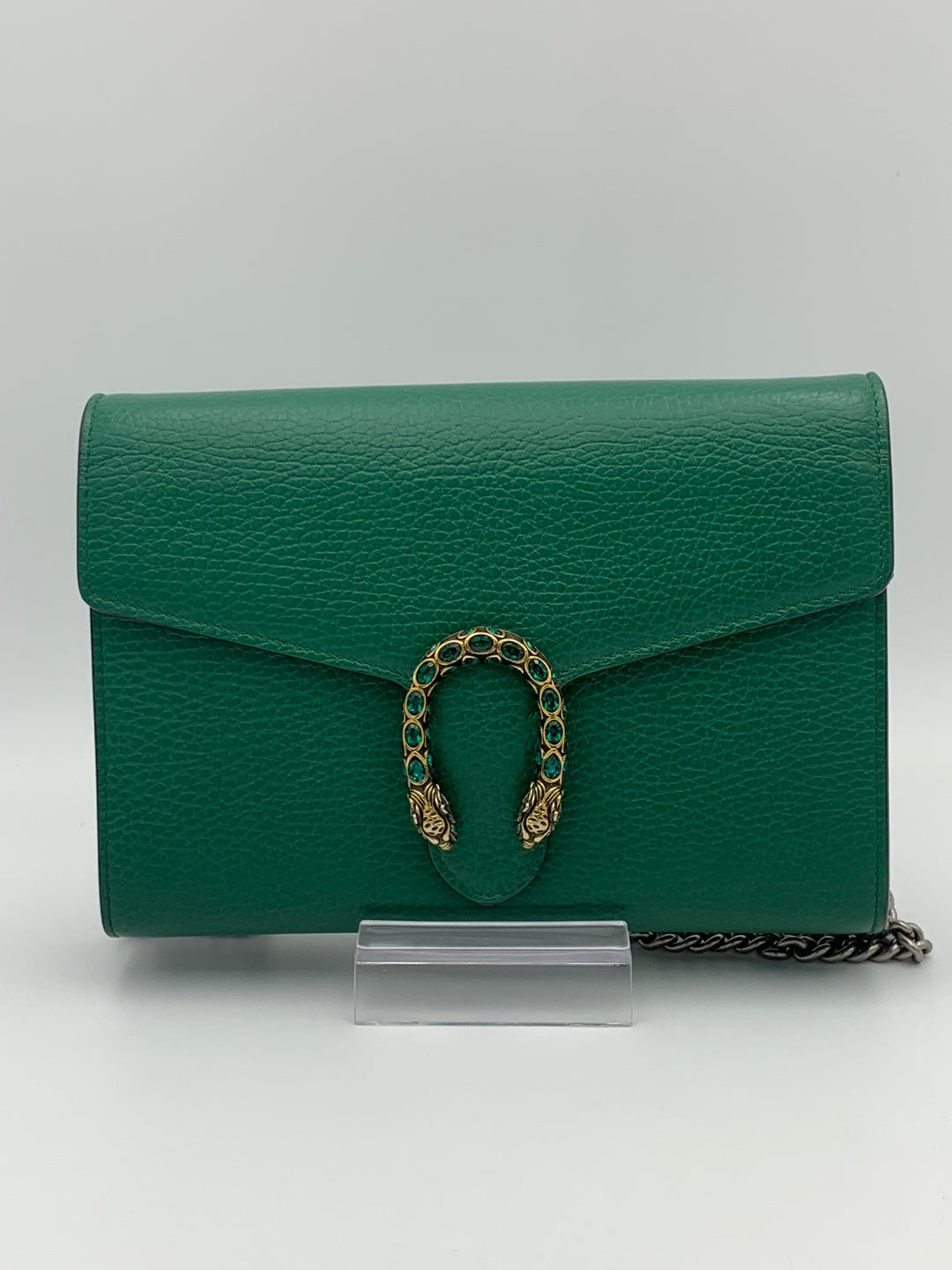 Gucci Dionysus Leather Mini Chain Bag Emerald Green