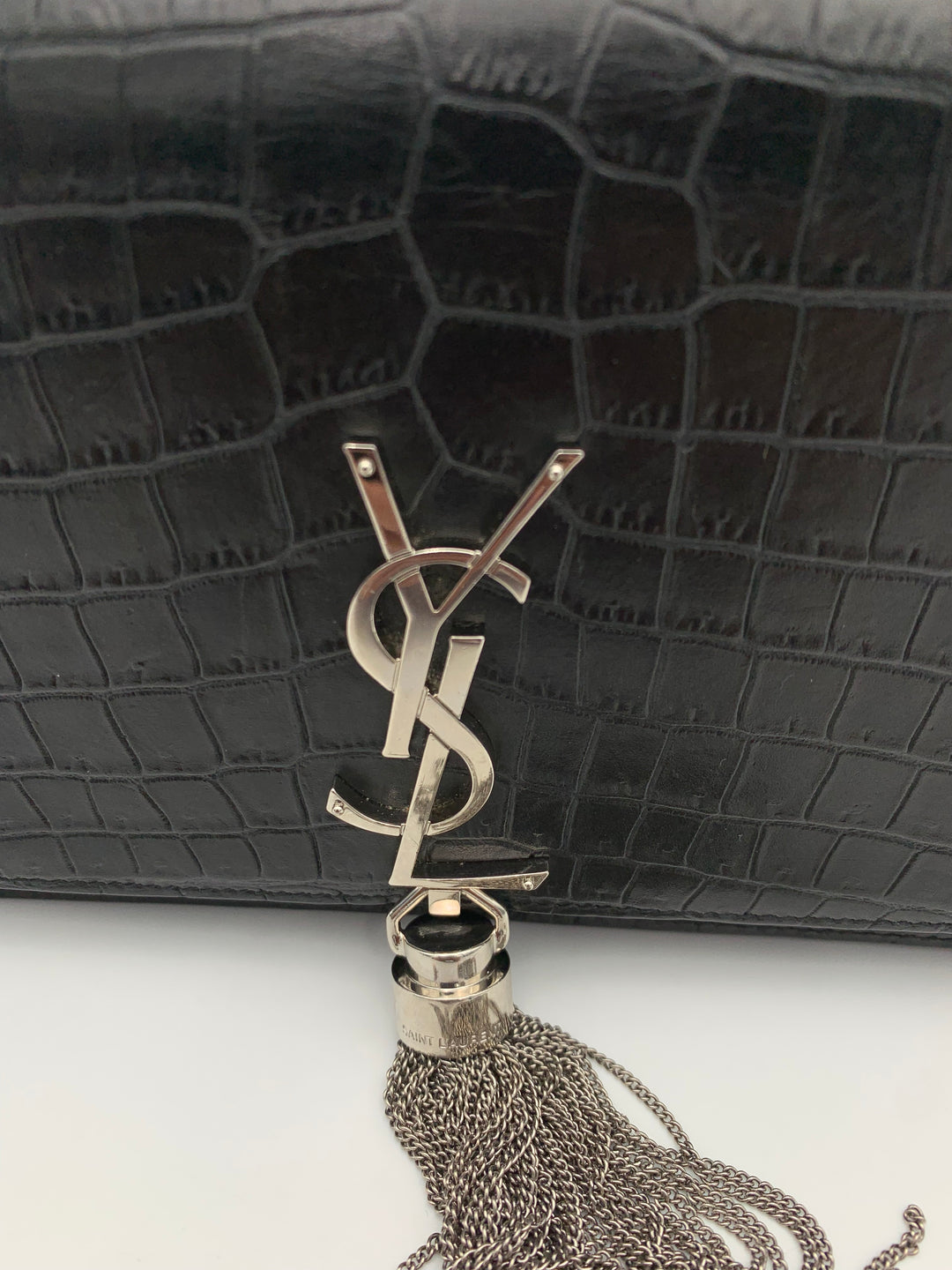 YSL Kate Tassel WOC in Crocodile Emboissed Leather