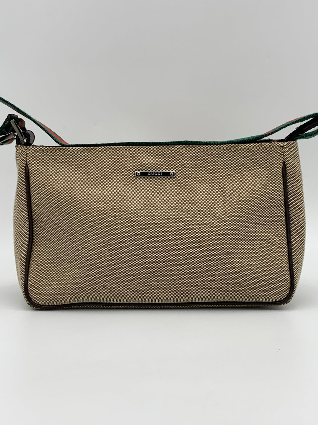 Gucci Beige Canvas Web Pochette