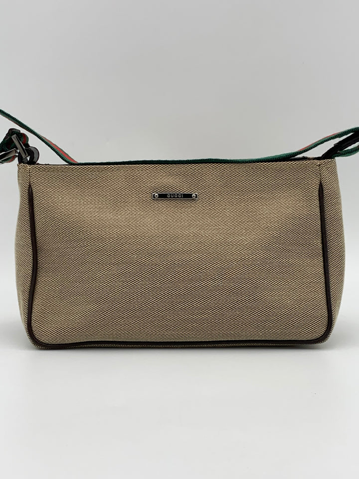 Gucci Beige Canvas Web Pochette