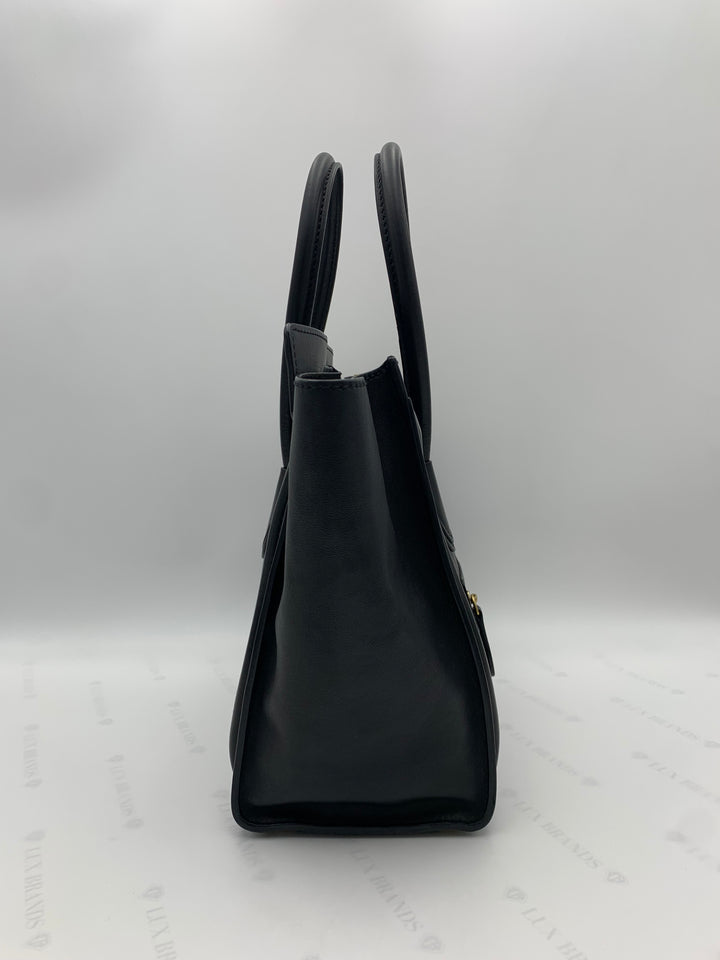 Celine Black Leather Micro Luggage Tote Bag