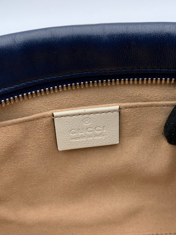 Gucci Navy Blue Marmont Matelasse Small Camera Bag