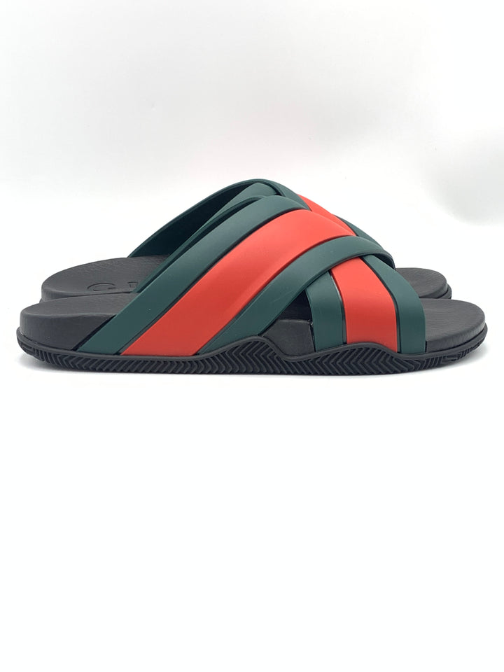 Gucci Multicolor Rubber Interlocking G Flat Slides