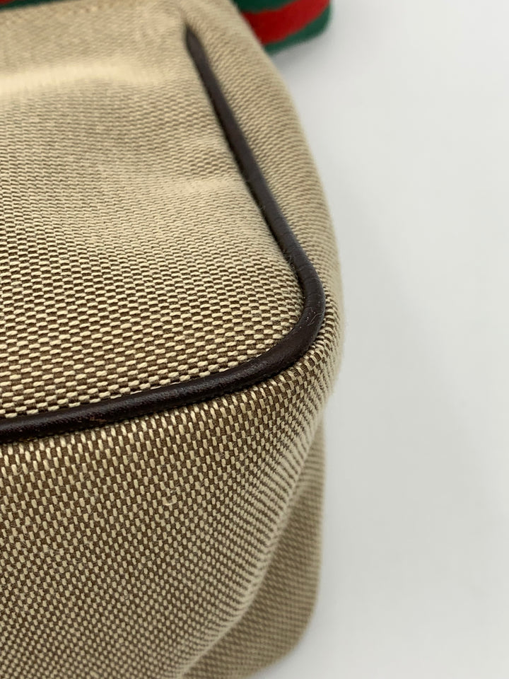 Gucci Beige Canvas Web Pochette