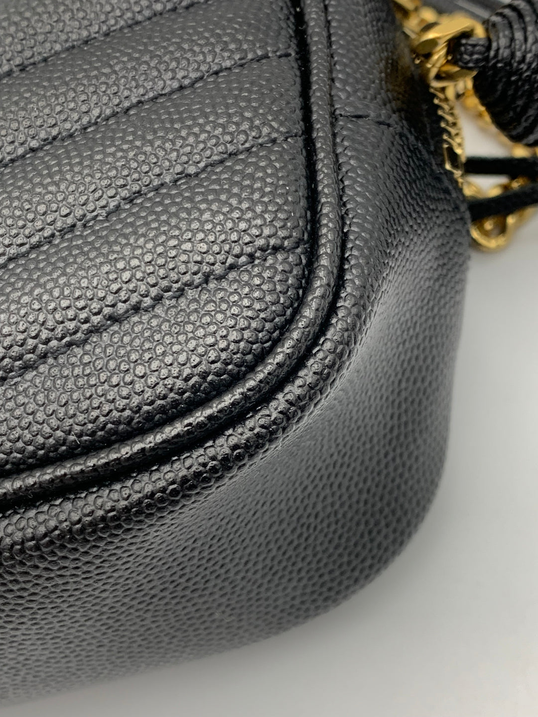 YSL Mini Lou Bag in Quilted Grain De Poudre Embossed Leather-Black