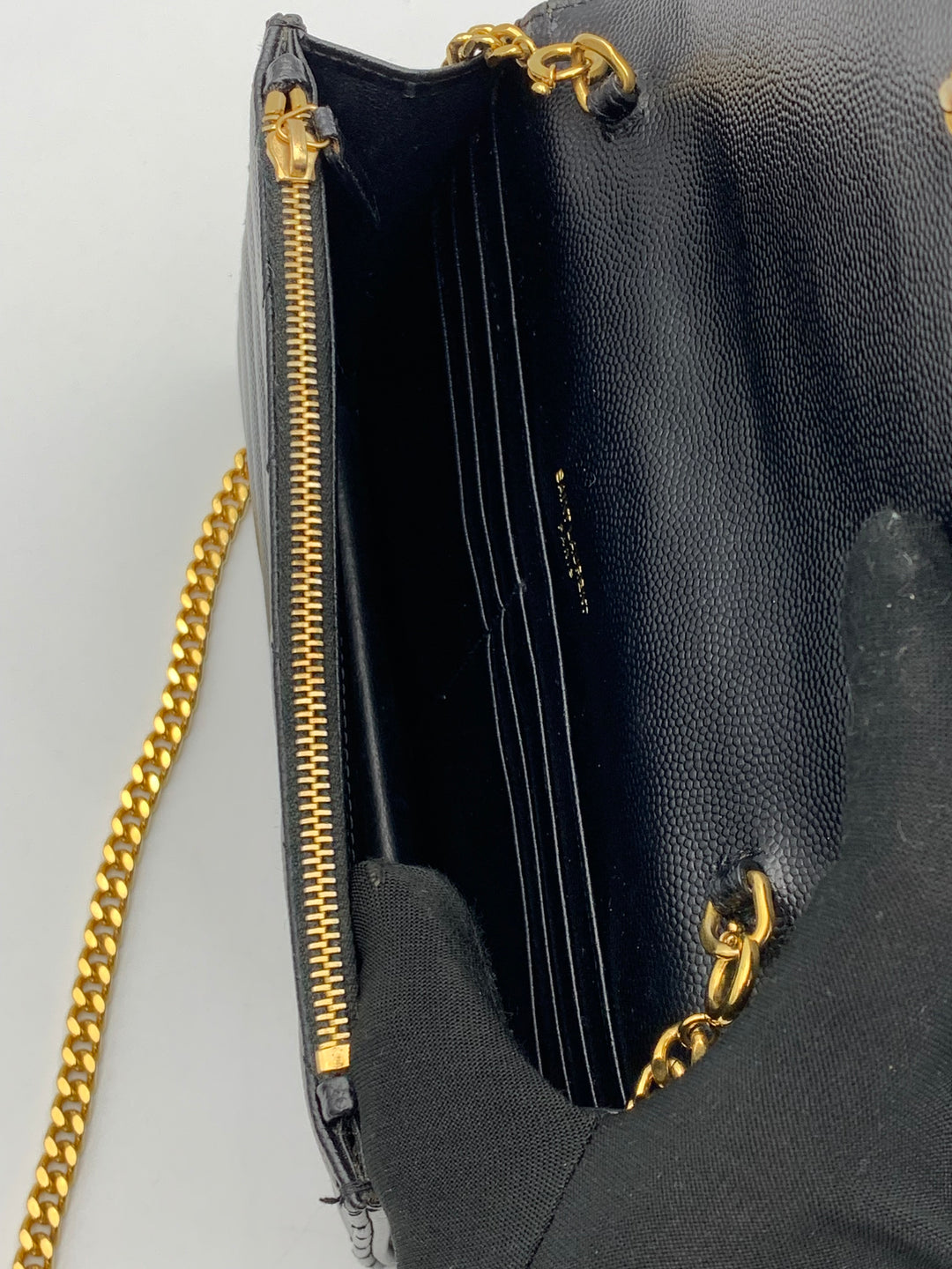 YSL Black Cassandre Envelope Chain Wallet-Gold