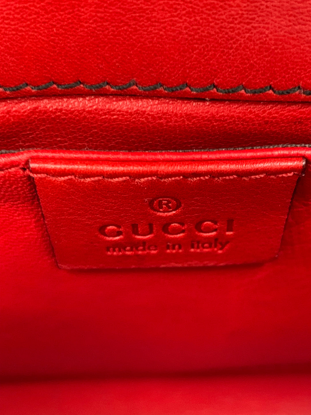 Gucci Coral Red Leather Small Emily Chain Shoulder Strap