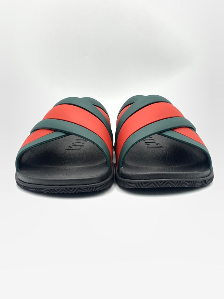 Gucci Multicolor Rubber Interlocking G Flat Slides