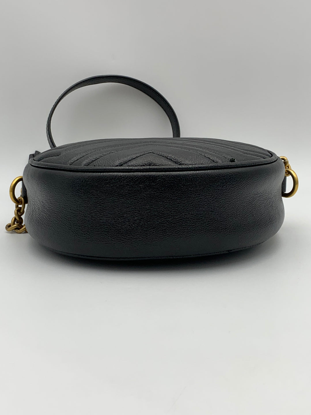 Gucci Calfskin Matelasse Mini Marmont Round Shoulder Bag