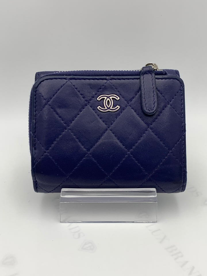 Chanel Blue Lambskin Compact Wallet