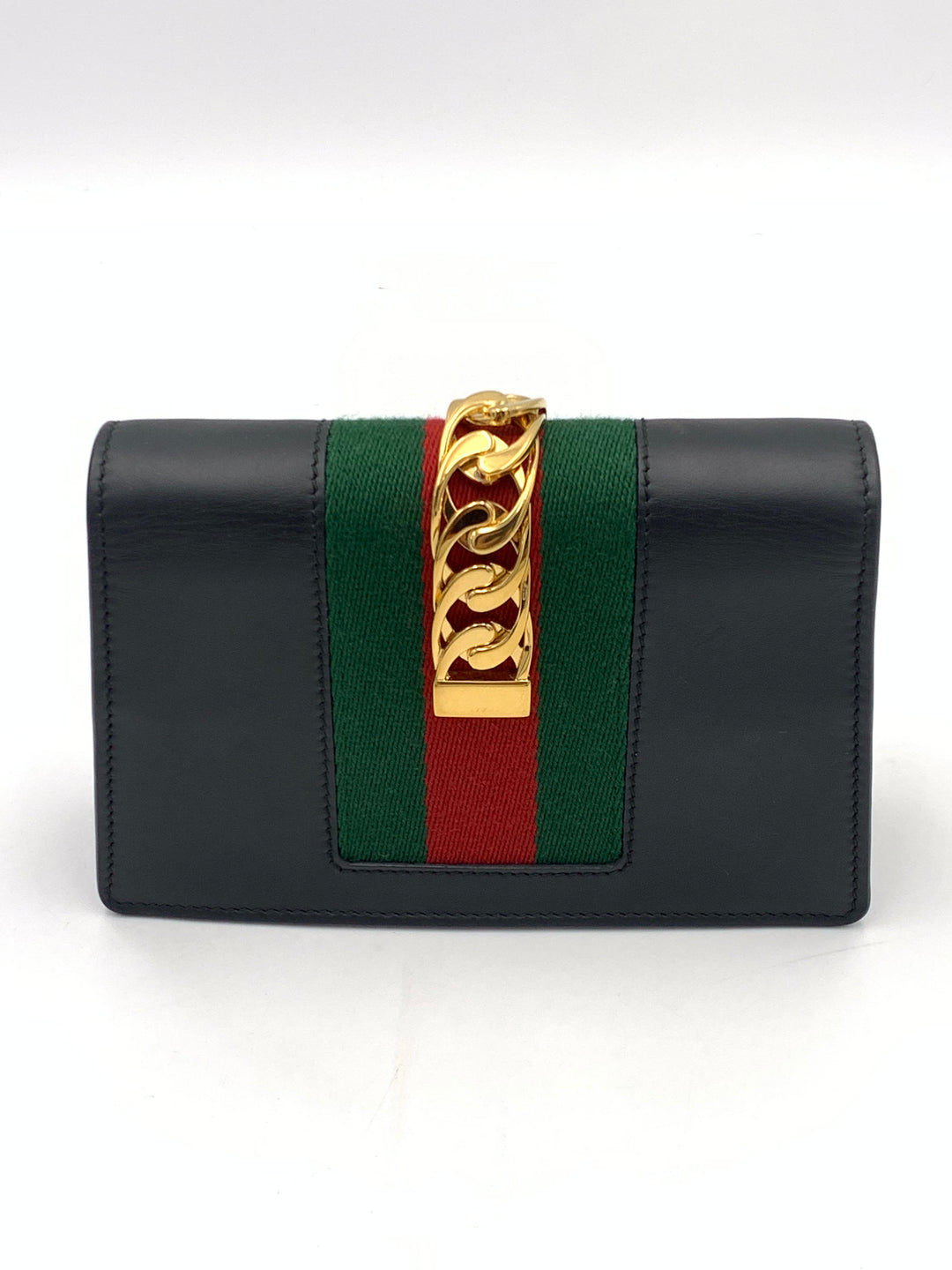 Gucci Black Leather Super Mini Sylvie  Chain Shoulder Bag