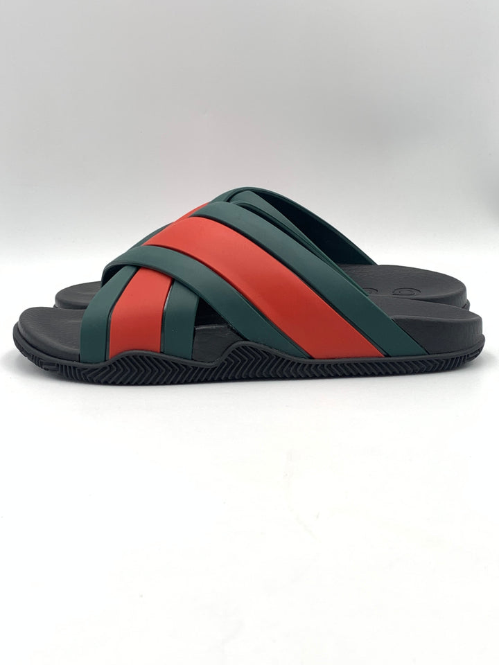 Gucci Multicolor Rubber Interlocking G Flat Slides