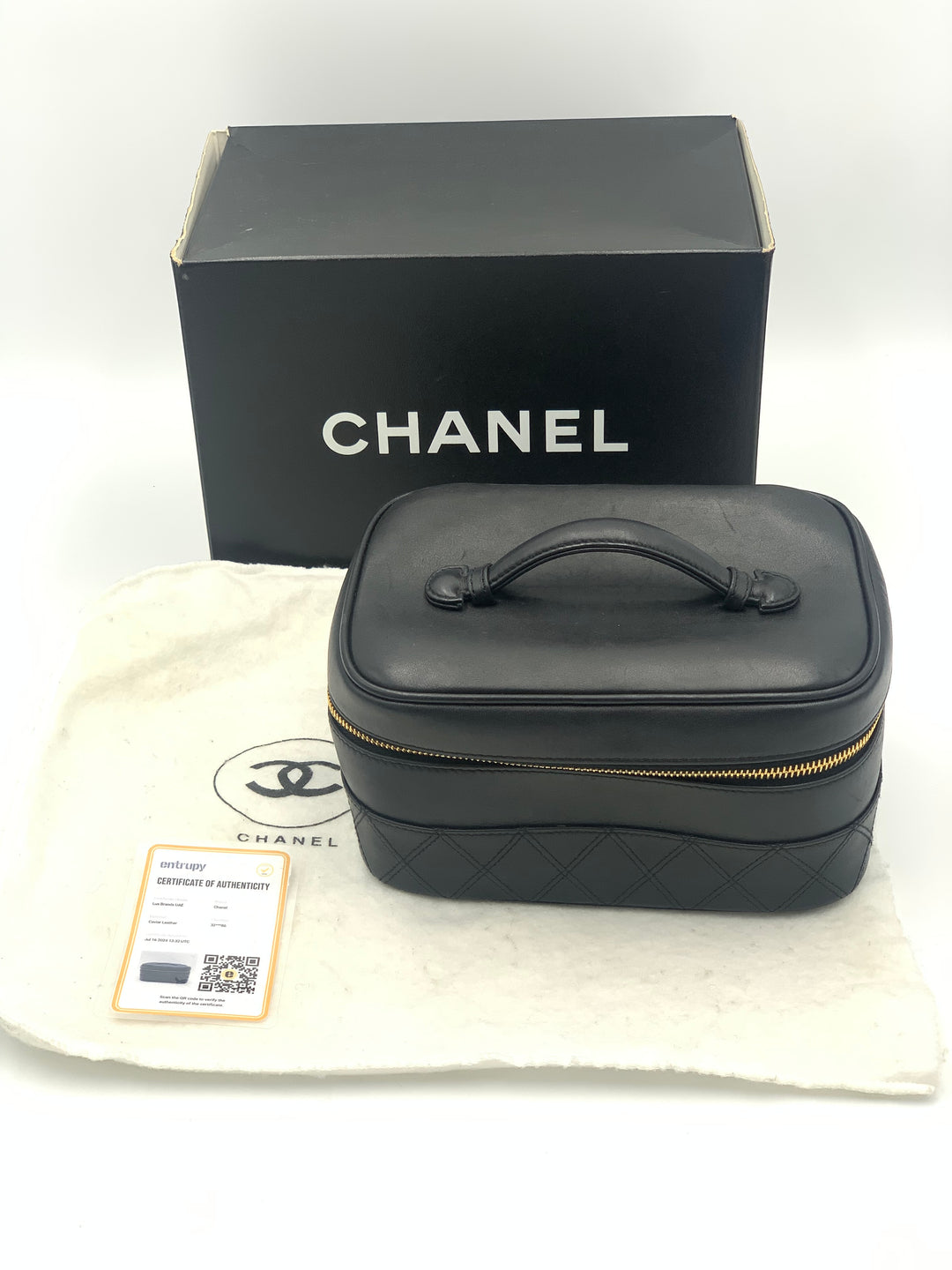 Chanel Vintage Black Leather CC Vanity Case