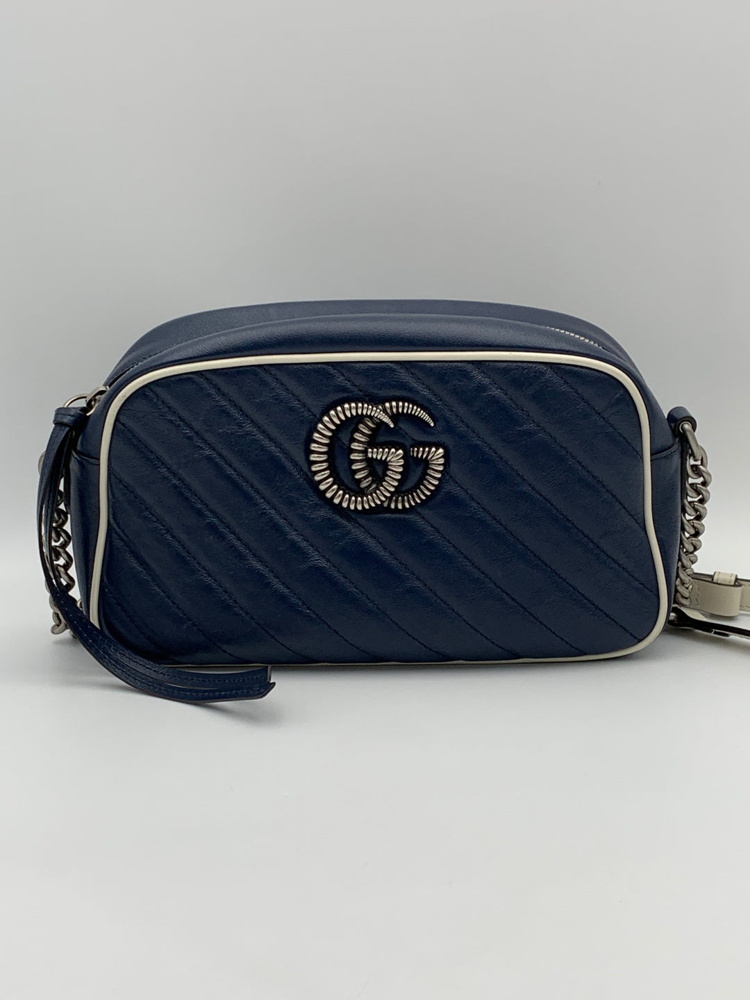 Gucci Navy Blue Marmont Matelasse Small Camera Bag