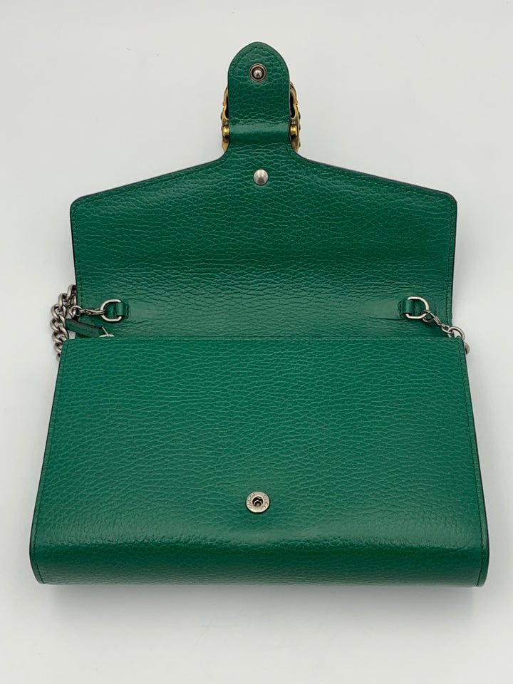 Gucci Dionysus Leather Mini Chain Bag Emerald Green