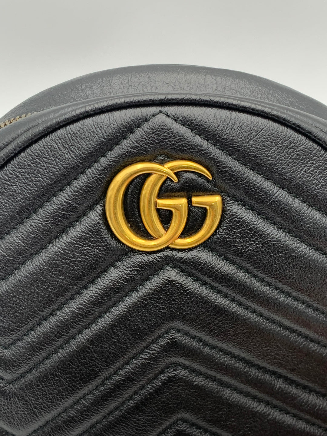 Gucci Calfskin Matelasse Mini Marmont Round Shoulder Bag