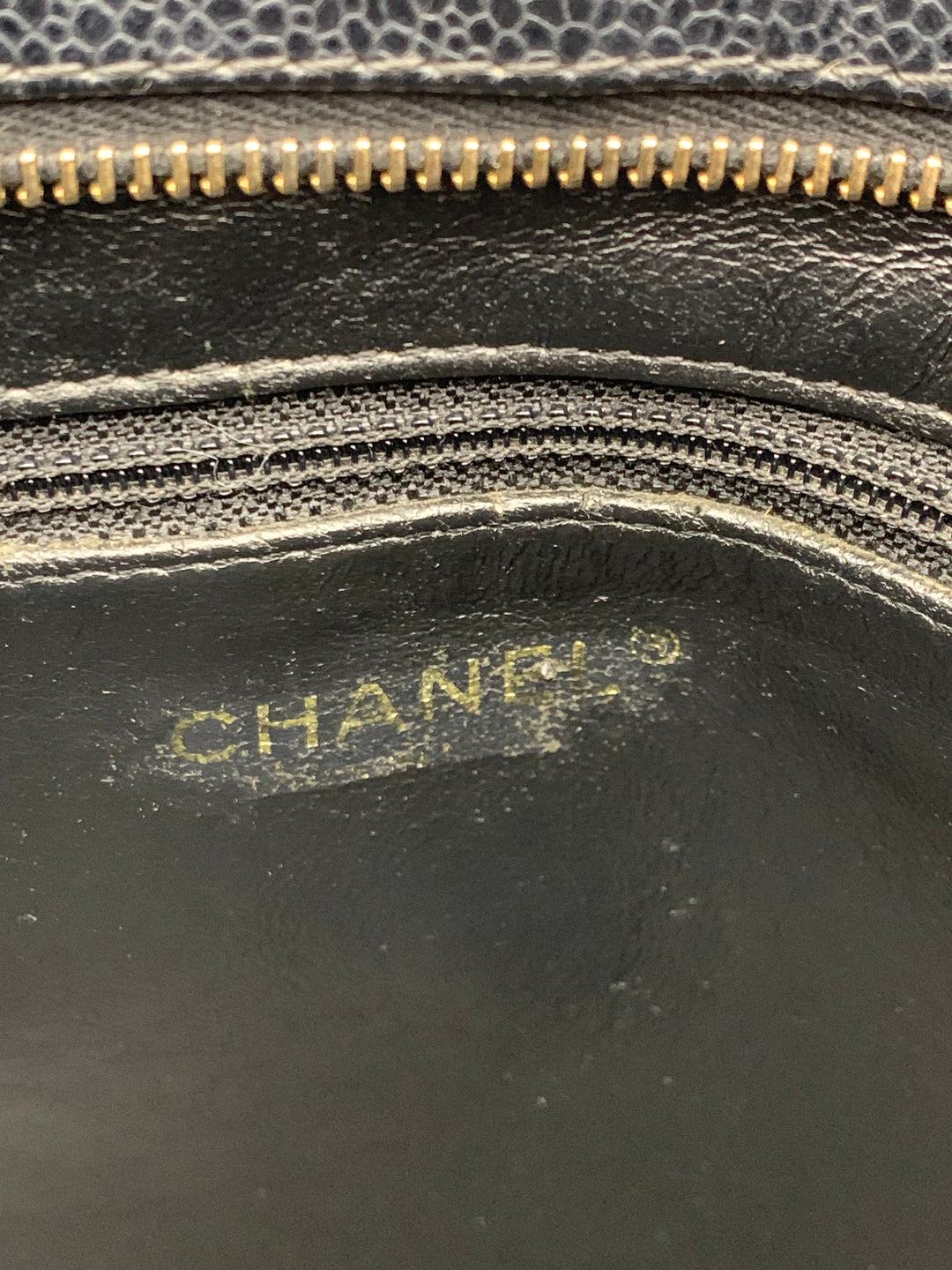 Chanel Black Medallion Caviar Leather Tote Bag