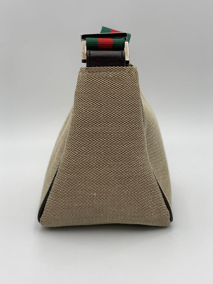Gucci Beige Canvas Web Pochette