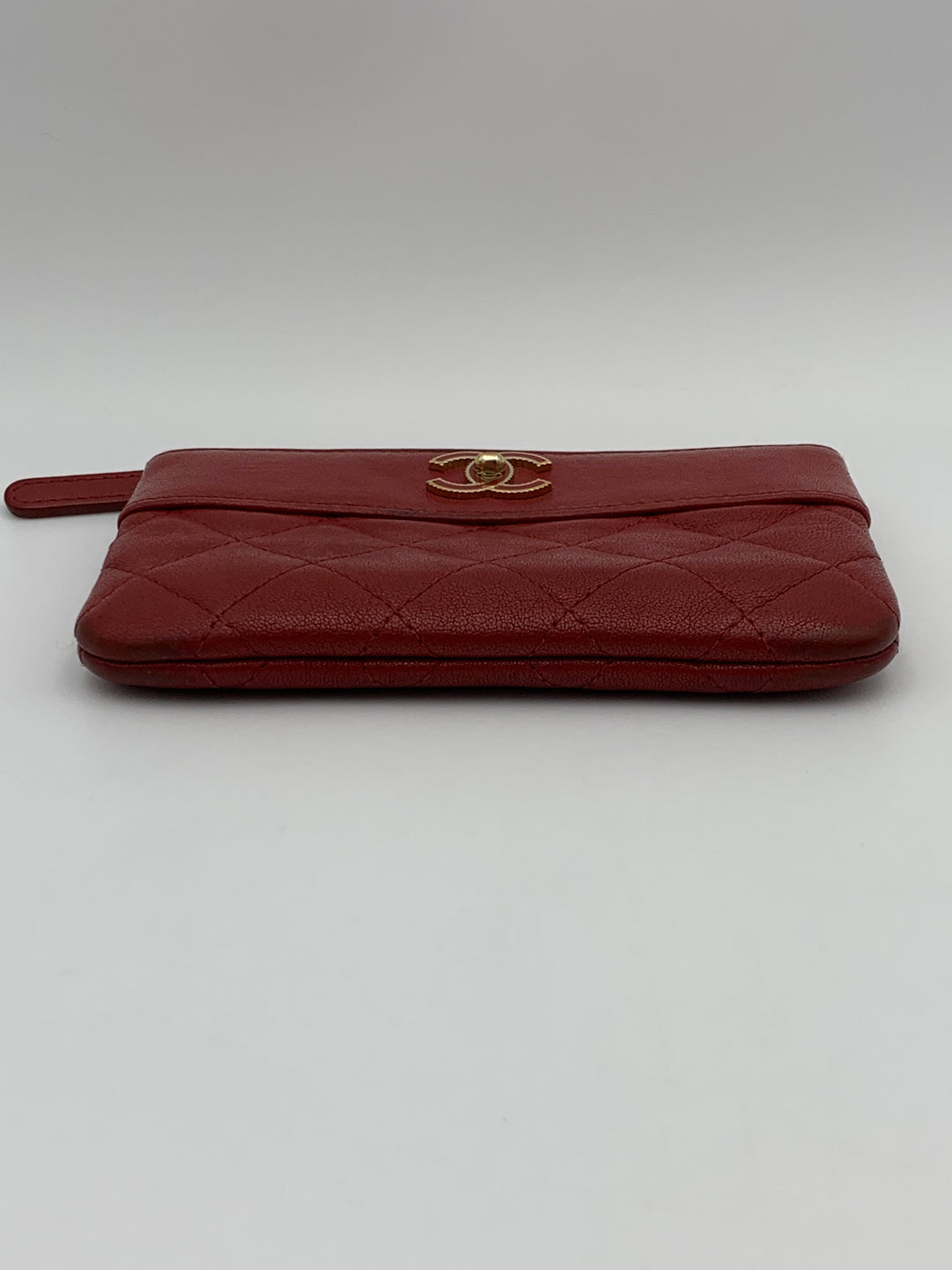 Chanel Red Sheepskin Quilted Small Vintage Mademoiselle Cosmetic Case