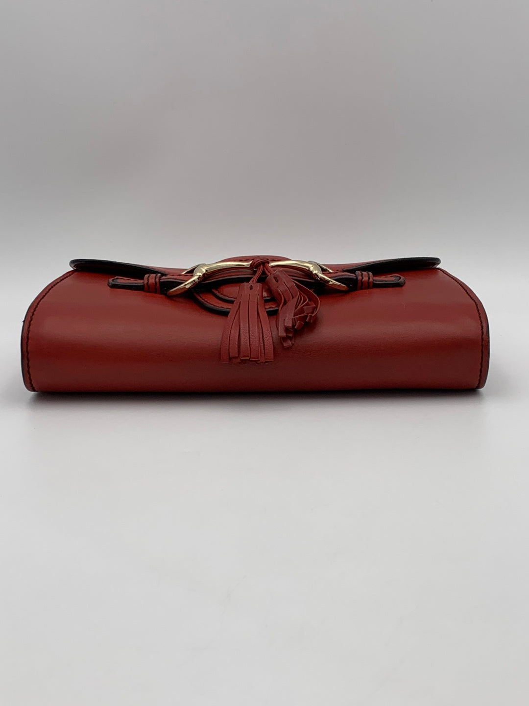 Gucci Coral Red Leather Small Emily Chain Shoulder Strap