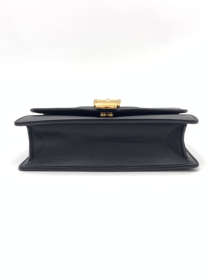 Gucci Black Leather Super Mini Sylvie  Chain Shoulder Bag