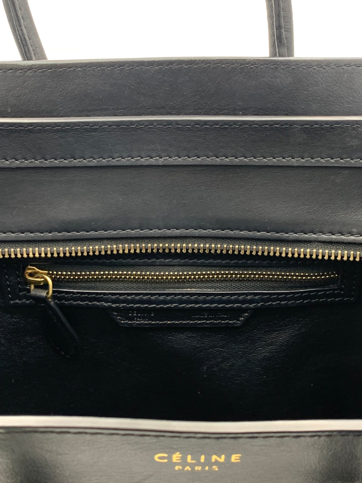 Celine Black Leather Micro Luggage Tote Bag