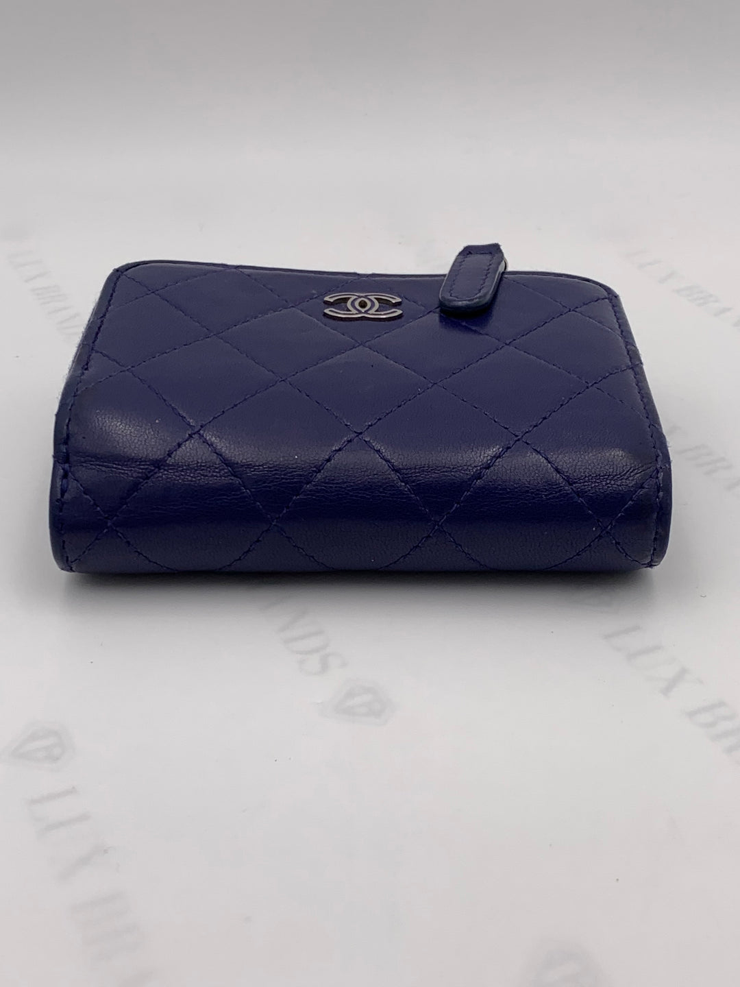 Chanel Blue Lambskin Compact Wallet