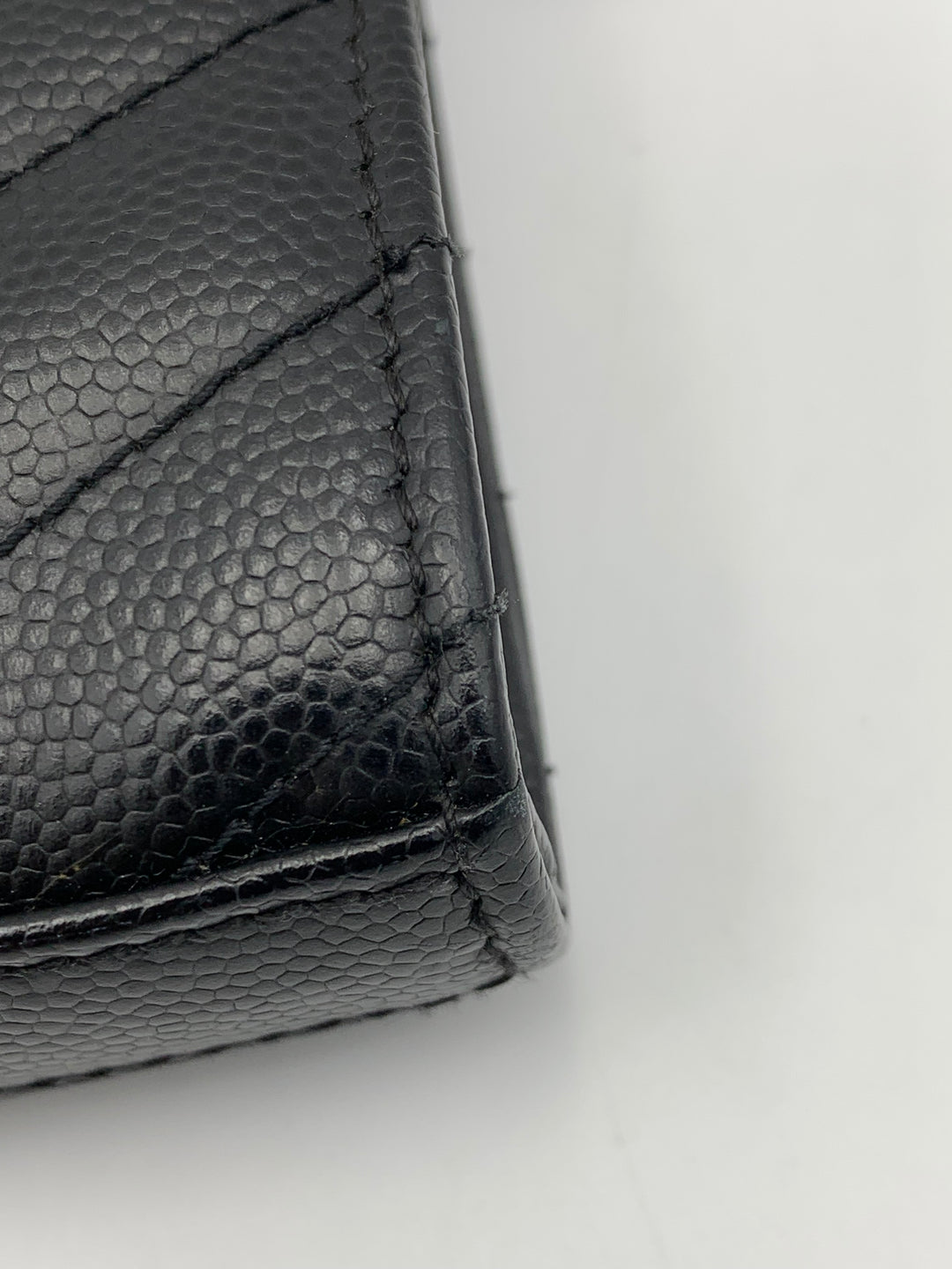 YSL Classic Cassandre Chain Wallet in Grain De Poudre Leather Black