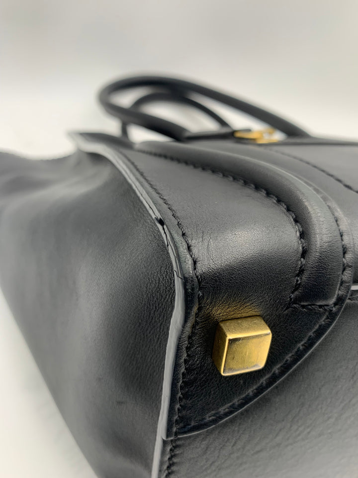 Celine Black Leather Micro Luggage Tote Bag