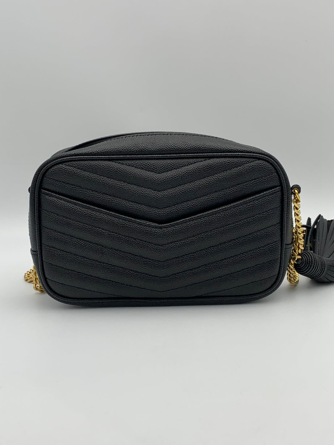 YSL Mini Lou Bag in Quilted Grain De Poudre Embossed Leather-Black