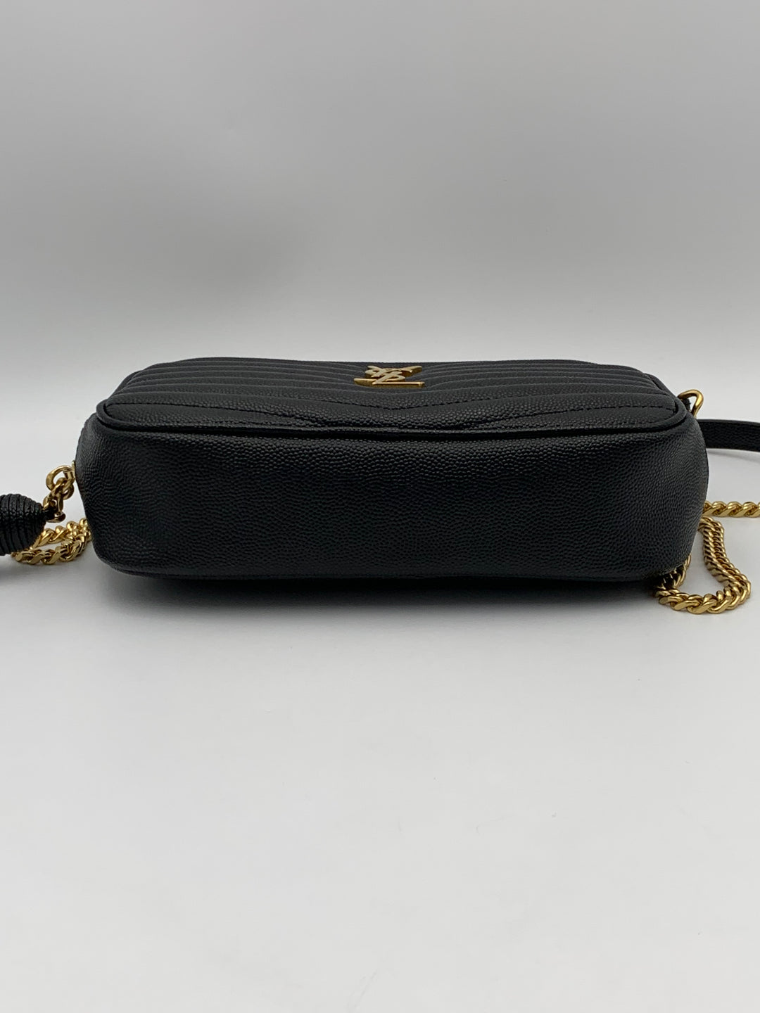 YSL Mini Lou Bag in Quilted Grain De Poudre Embossed Leather-Black