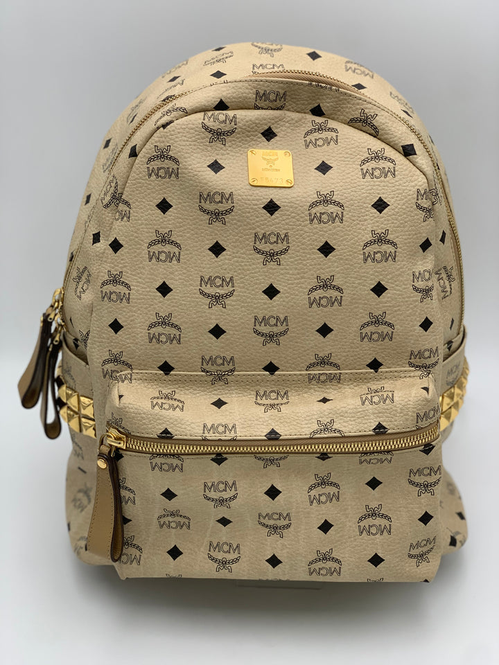 MCM Beige Visetos Large Backpack