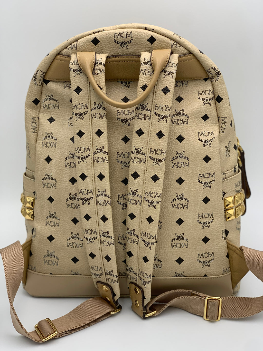 MCM Beige Visetos Large Backpack