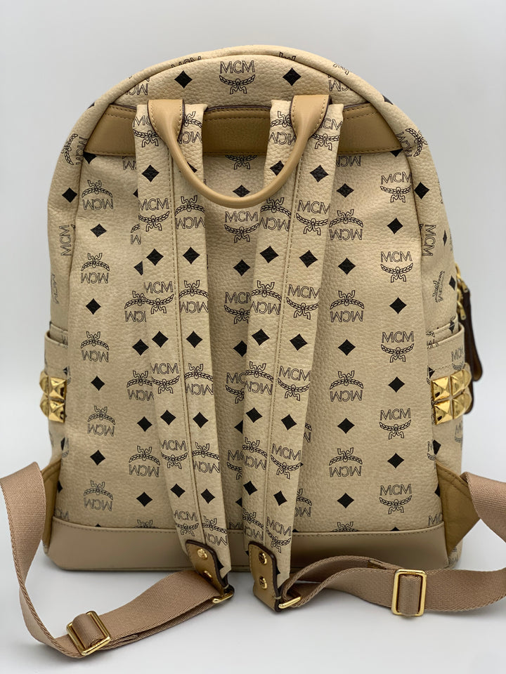 MCM Beige Visetos Large Backpack