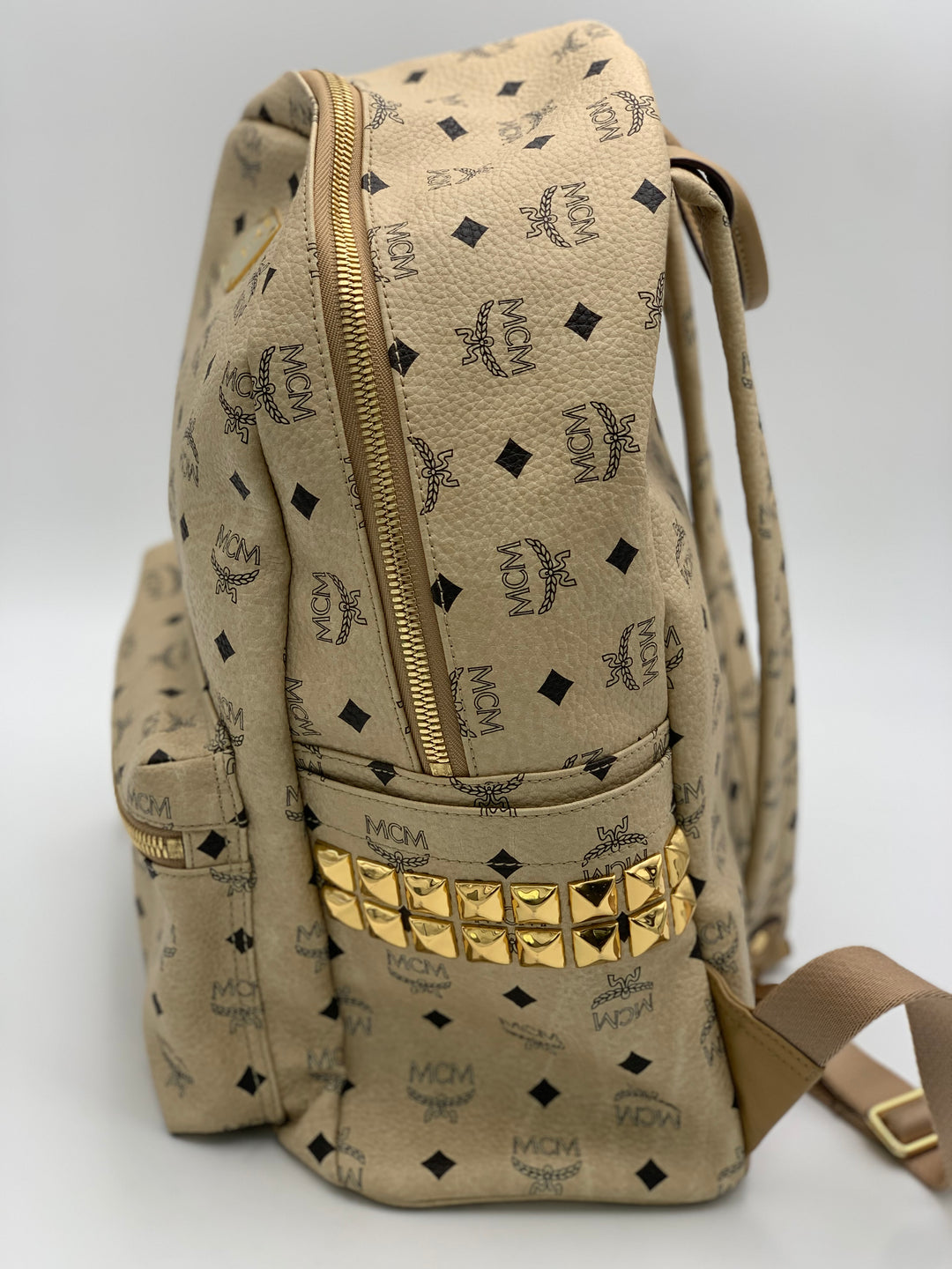 MCM Beige Visetos Large Backpack