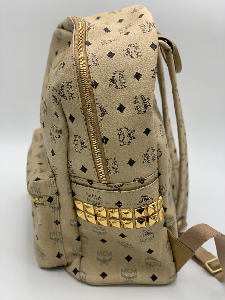 MCM Beige Visetos Large Backpack