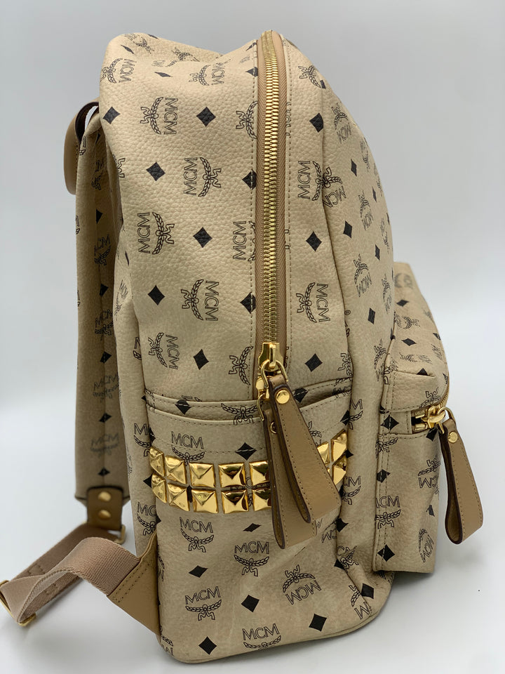 MCM Beige Visetos Large Backpack