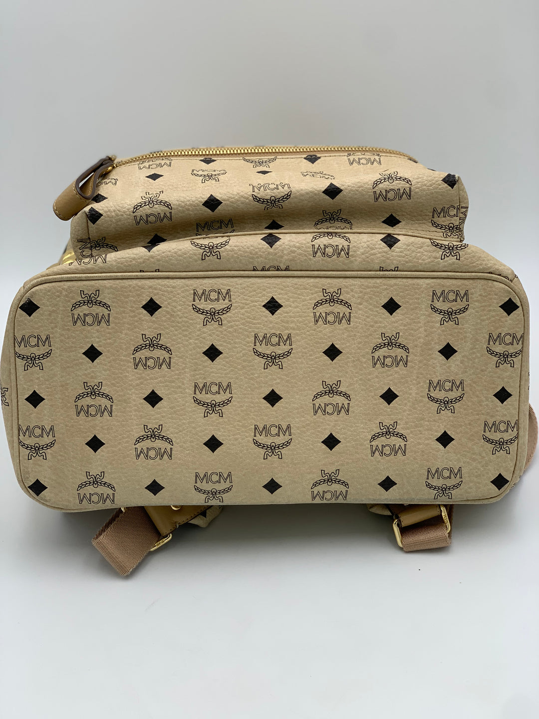 MCM Beige Visetos Large Backpack