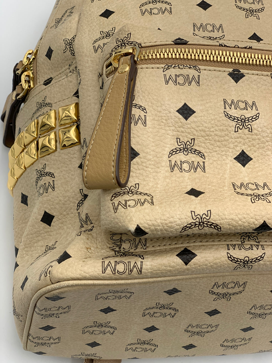 MCM Beige Visetos Large Backpack