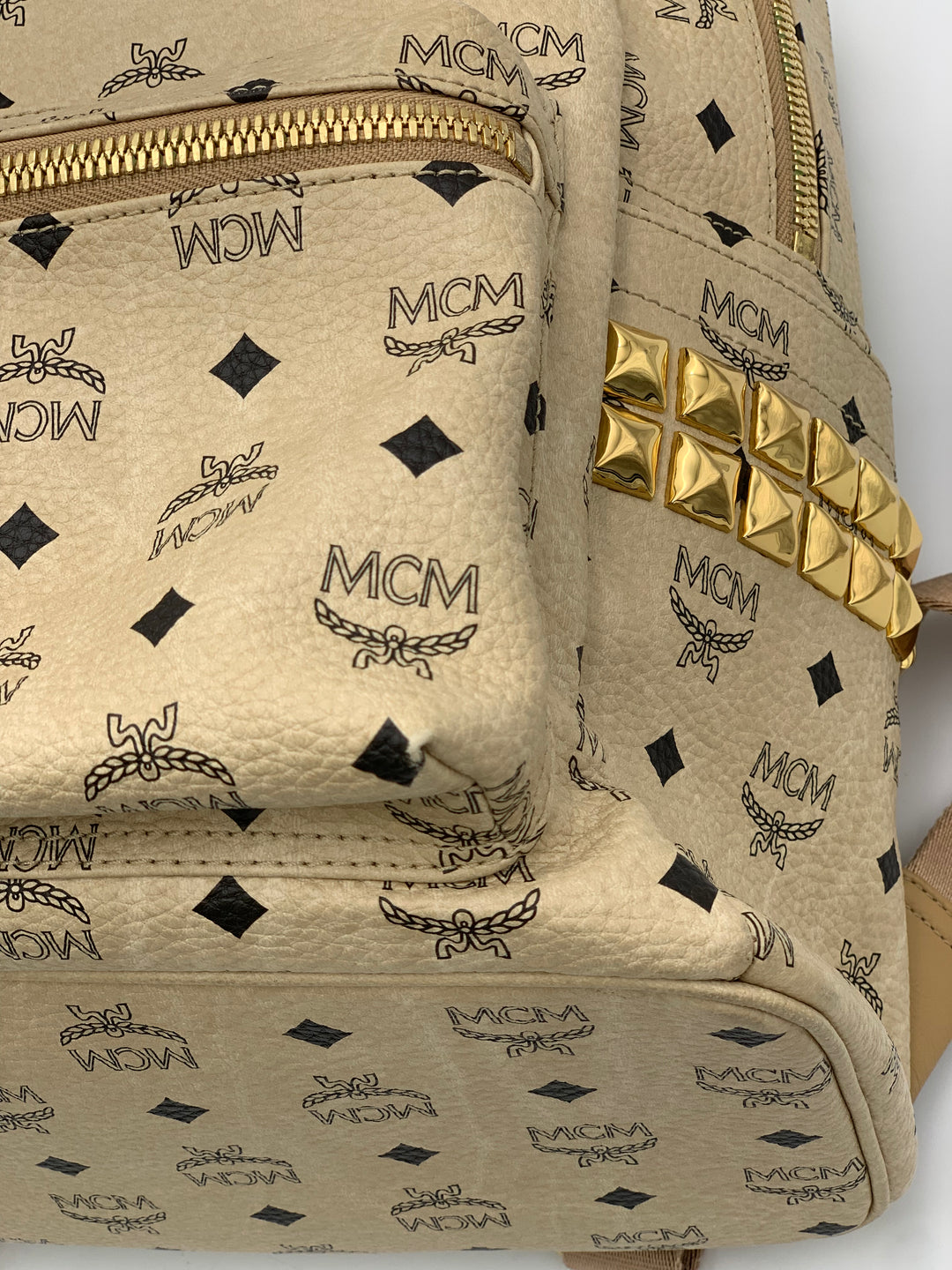 MCM Beige Visetos Large Backpack