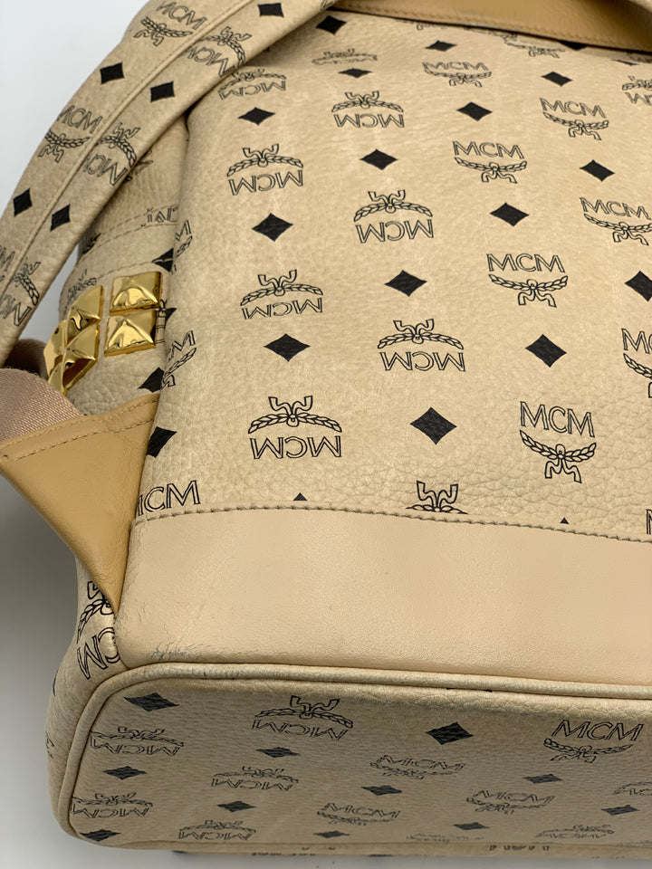 MCM Beige Visetos Large Backpack