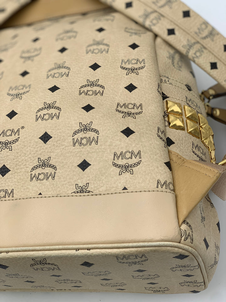 MCM Beige Visetos Large Backpack