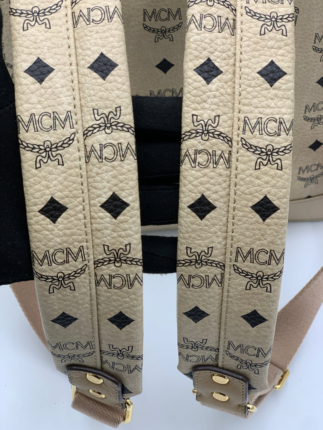 MCM Beige Visetos Large Backpack