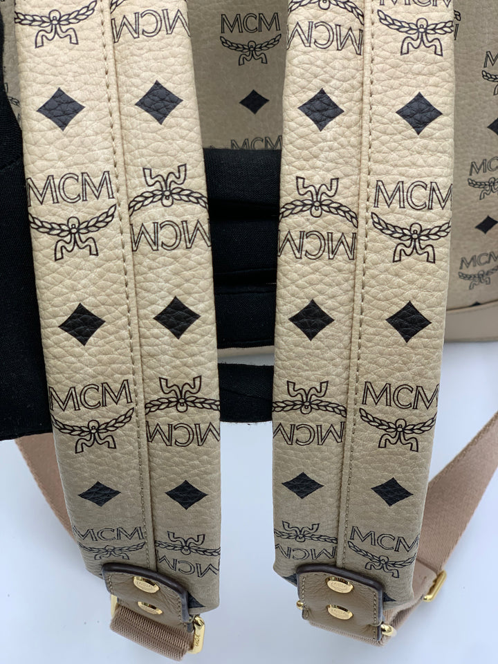 MCM Beige Visetos Large Backpack