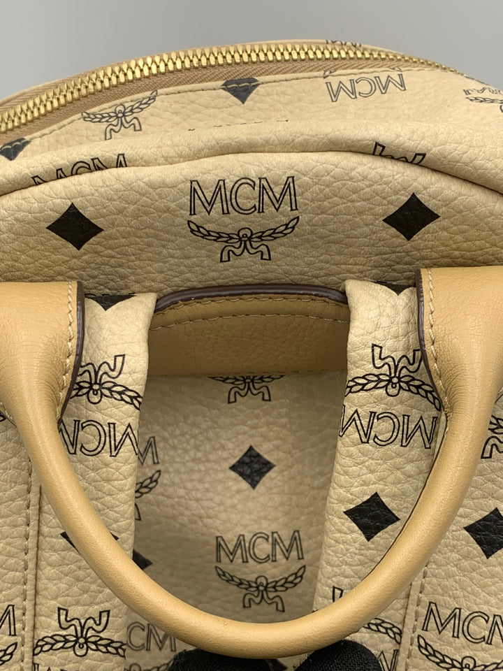 MCM Beige Visetos Large Backpack