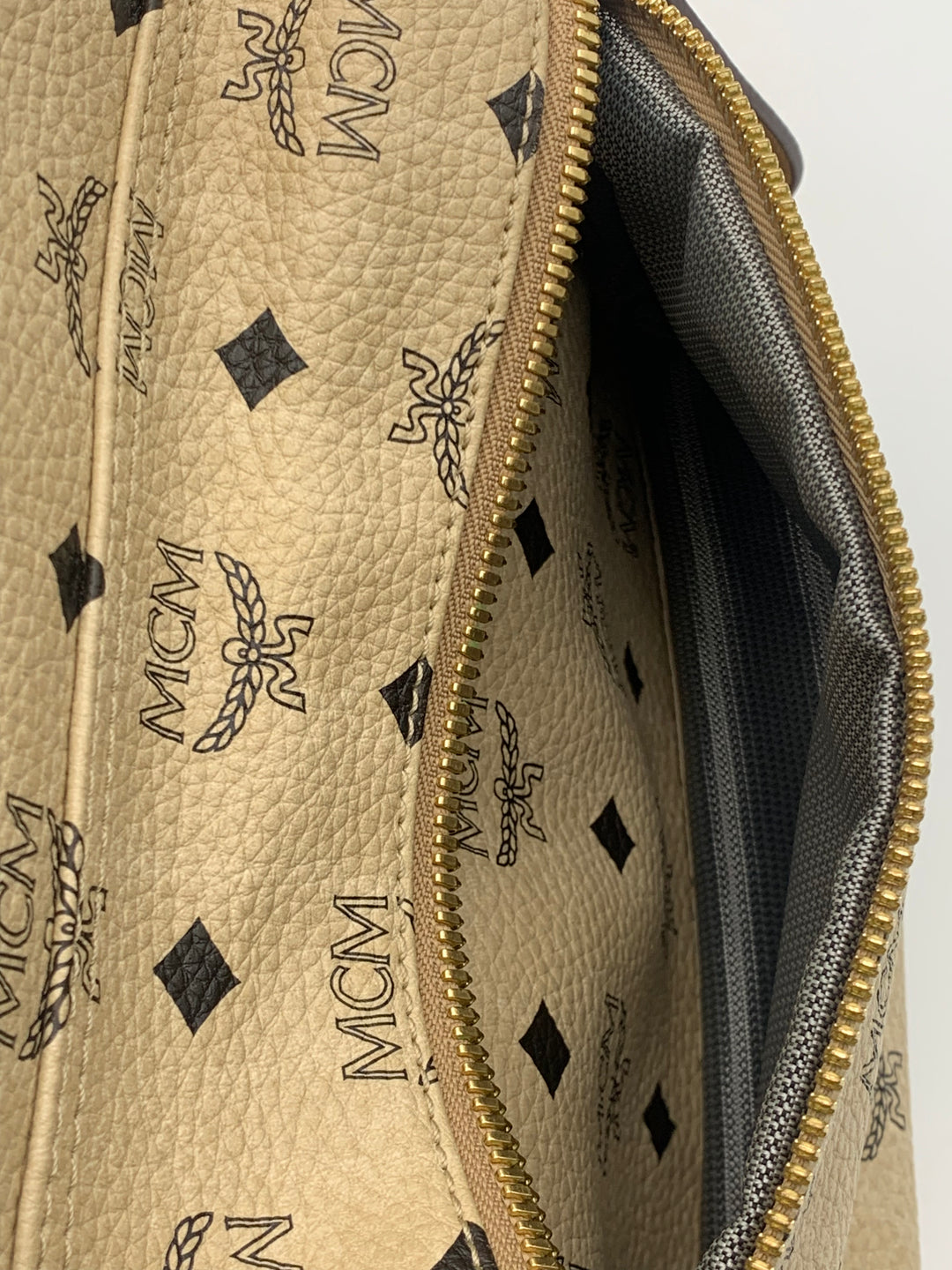 MCM Beige Visetos Large Backpack