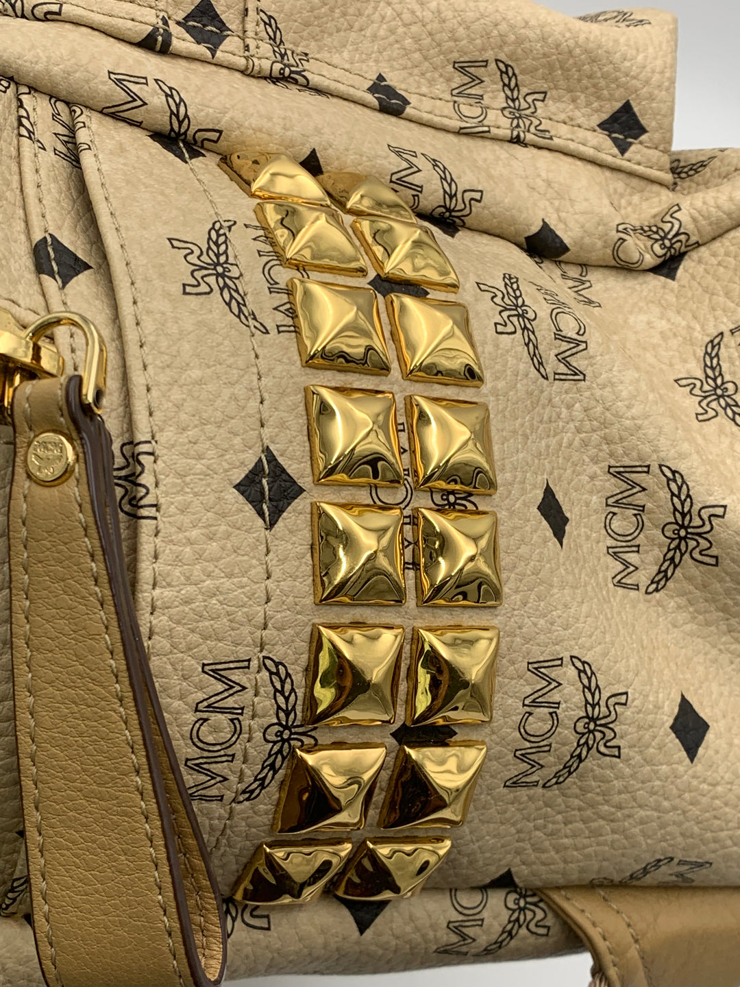 MCM Beige Visetos Large Backpack
