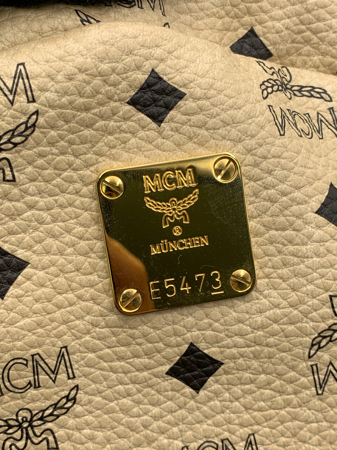 MCM Beige Visetos Large Backpack